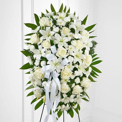 The FTD Exquisite Tribute Standing Spray-White Bow