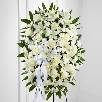 The FTD Exquisite Tribute Standing Spray-White Bow