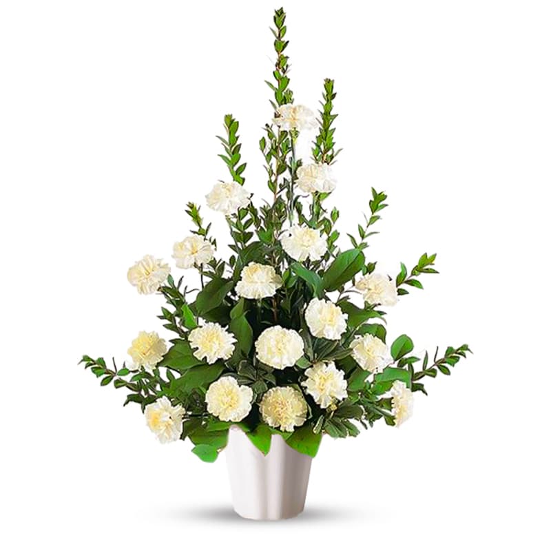 White Simplicity Funeral Floor Basket