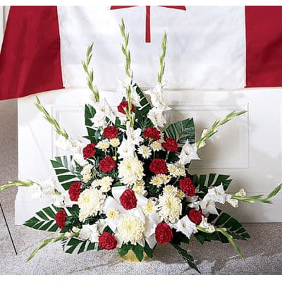 Red and White Tribute Arrangement