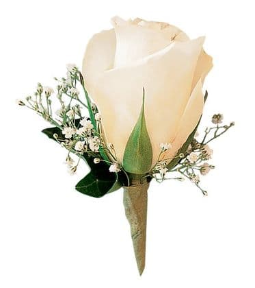 White Rose Baby's Breath Boutonniere