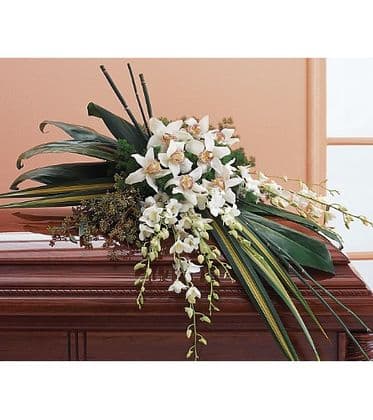 White Orchid Casket Spray