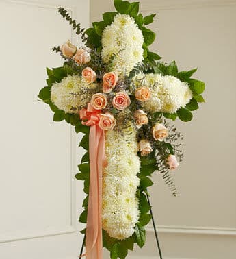 Soft-Colored Cross Funeral Flowers