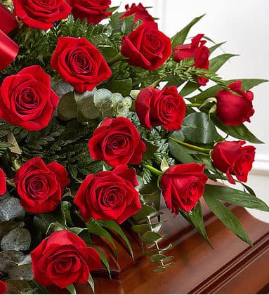 Luxurious Red Roses Casket Spray