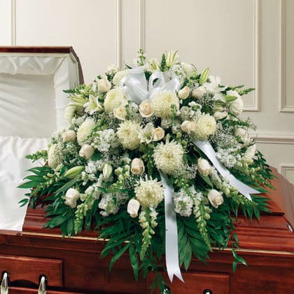 Delicate Whites Sympathy Casket Spray