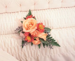 Pretty Peach Rose Casket Adornment