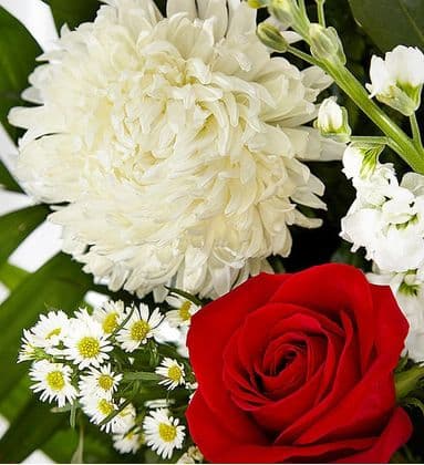 Red and White Tribute Standing Arrangement