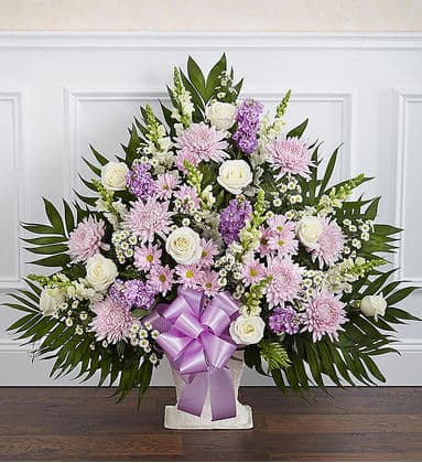 Heartfelt Condolence Lavender & White Funeral Arrangement
