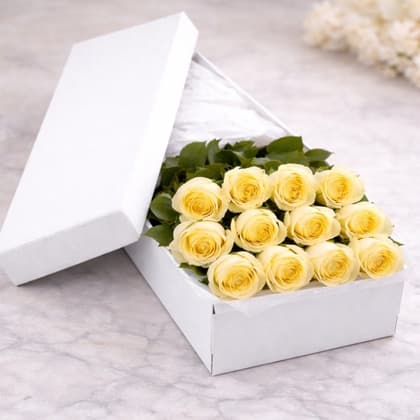 Dozen Yellow Roses in a Box