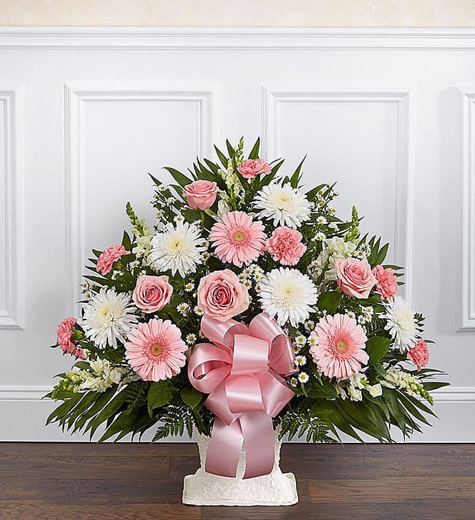 Deepest Condolences Pink & White Flowers