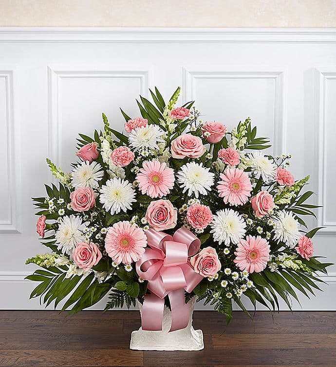 Deepest Condolences Pink & White Flowers