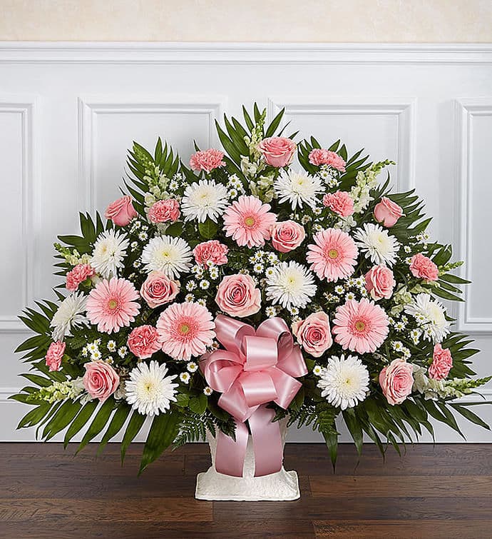 Deepest Condolences Pink & White Flowers
