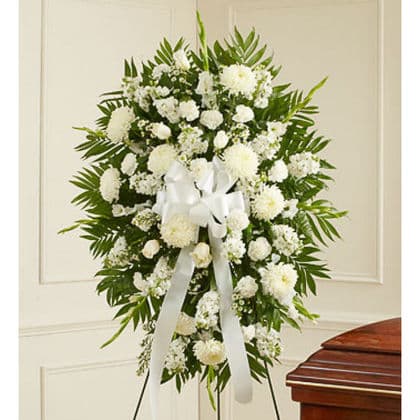 Deepest Sympathies White Standing Spray