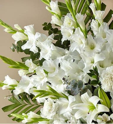 White Rose and Lily Sympathy Standing Spray