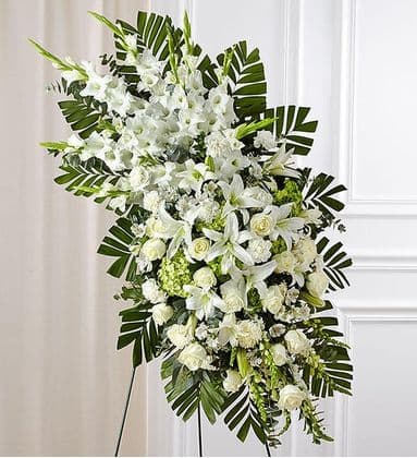 White Rose and Lily Sympathy Standing Spray