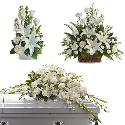 Budget All White Funeral Flower Package