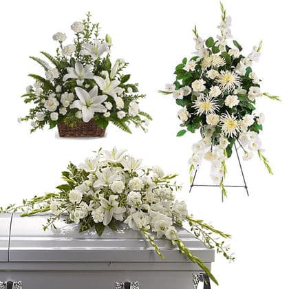 Budget All White Funeral Flower Package
