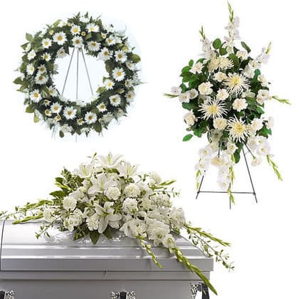 Budget All White Funeral Flower Package