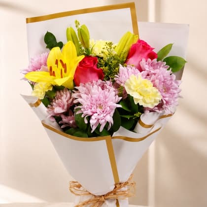 Lilies and Roses Flower Bouquet