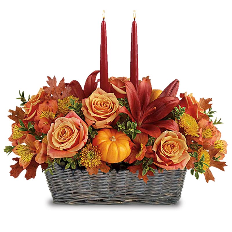 Autumn Harvest Basket Flower Centerpiece