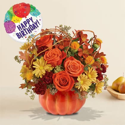 Happy Birthday October Harvest Pumpkin Bouquet