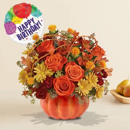 Happy Birthday October Harvest Pumpkin Bouquet