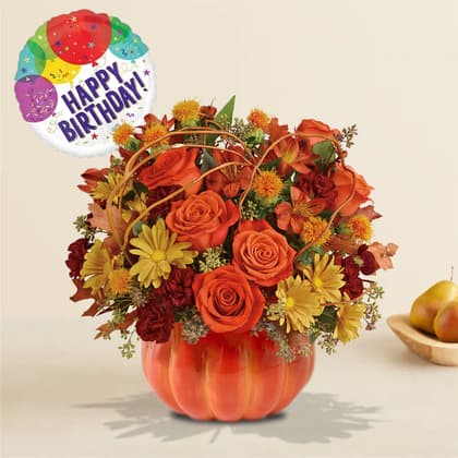 Happy Birthday October Harvest Pumpkin Bouquet