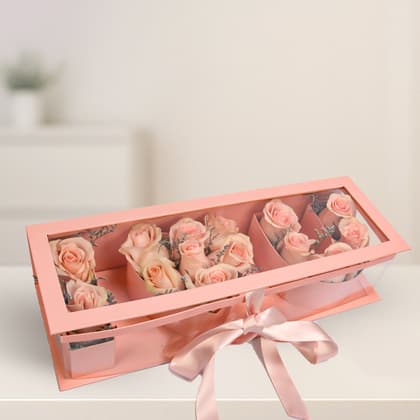 I Love You Pink Roses in Elegant Flower Box