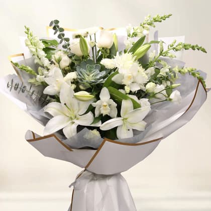 Succulent & White Blooms Luxury Bouquet