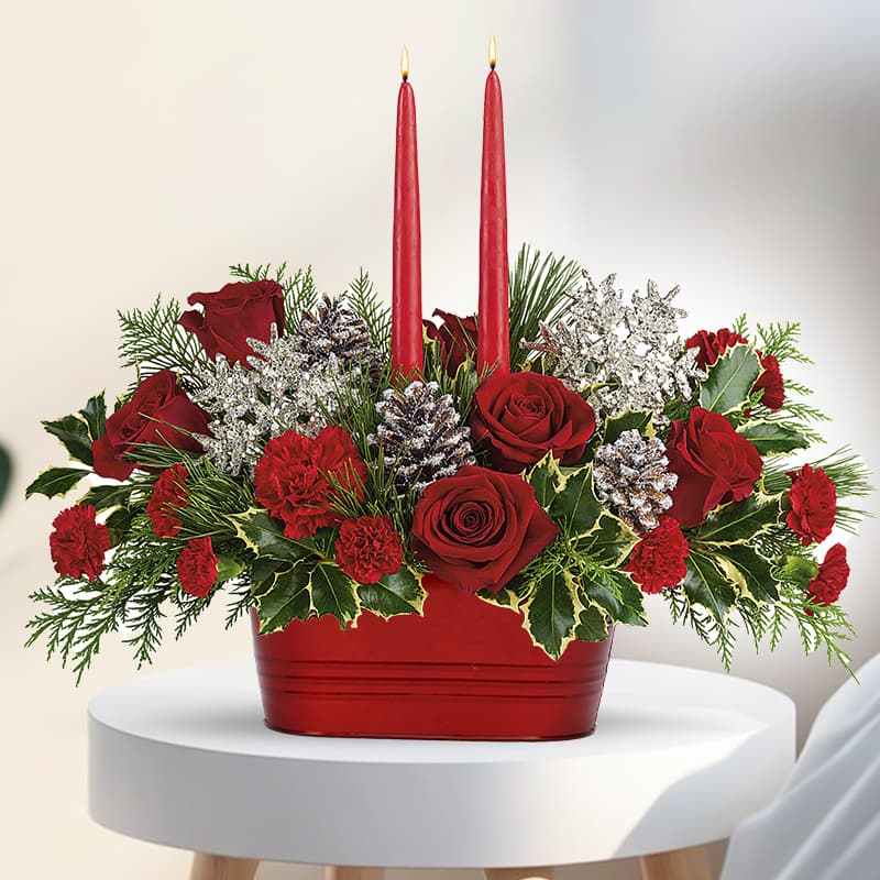 Crimson Christmas Cheer Centerpiece