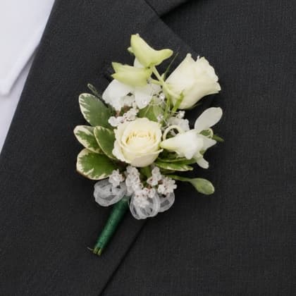 Elegant Spray Rose and Orchid Boutonniere