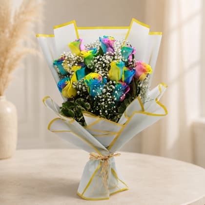 Rainbow Radiance Rose Bouquet