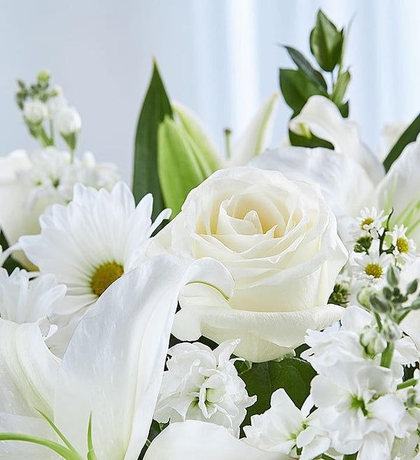Elegant All White Flower Vase Arrangement