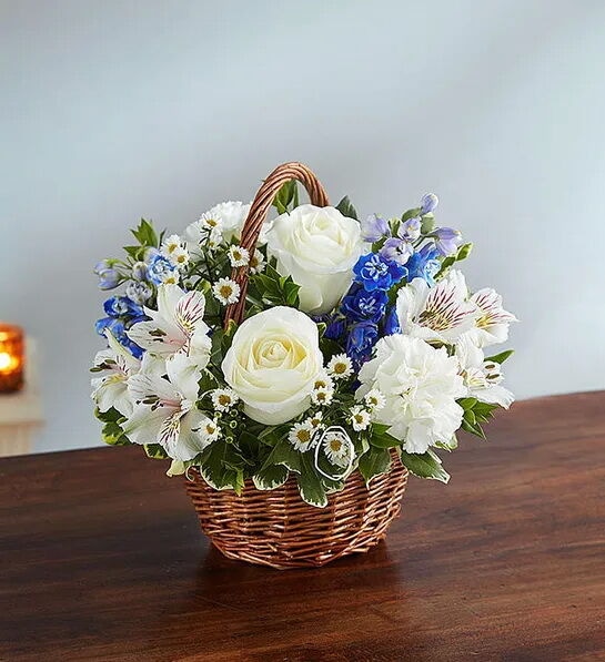 Blue and White Floral Basket