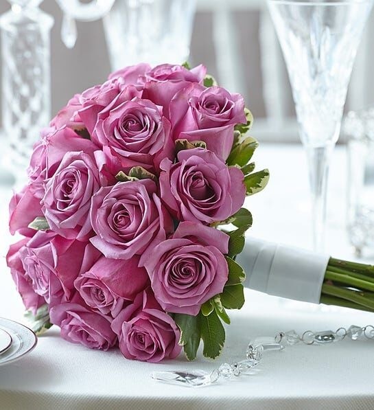 Purple Rose Bridal Bouquet
