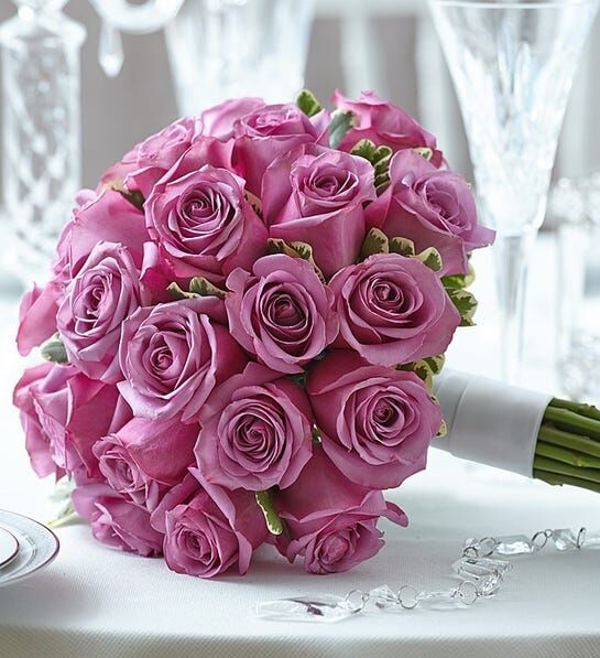 Purple Rose Bridal Bouquet