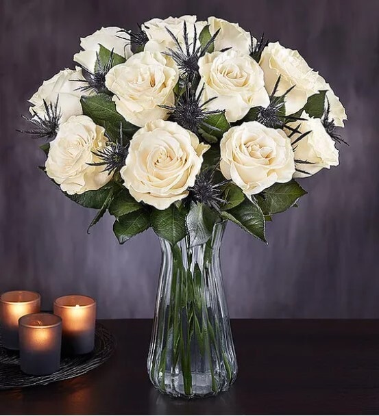 Spooky Halloween white Roses