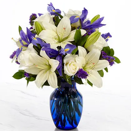 Rich Blue Bouquet - Blue & White
