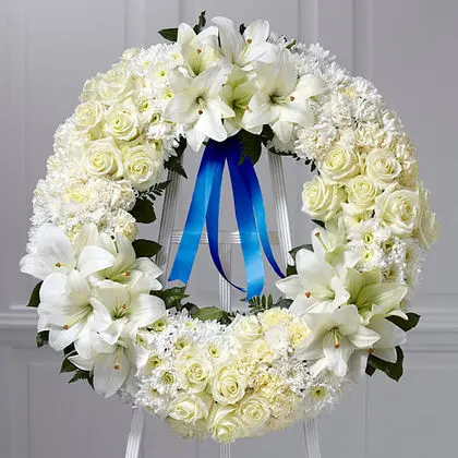 The FTD Wreath of Remembrance-Blue Ribbon