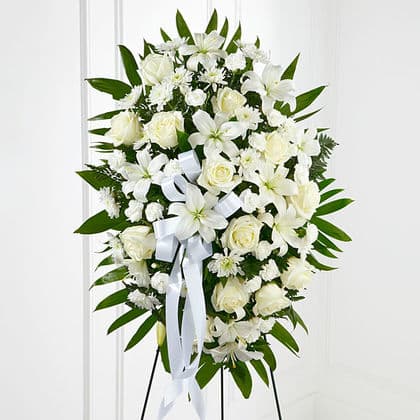 The FTD Exquisite Tribute Standing Spray-White Bow