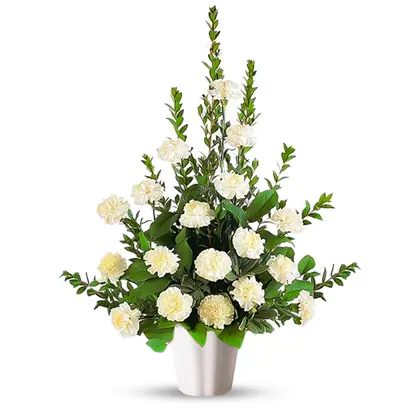 White Simplicity Funeral Floor Basket