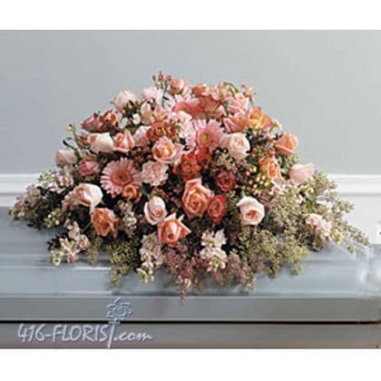 Pink and Peach Casket Spray