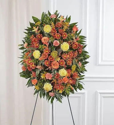 Orange & Yellow Funeral Standing Spray