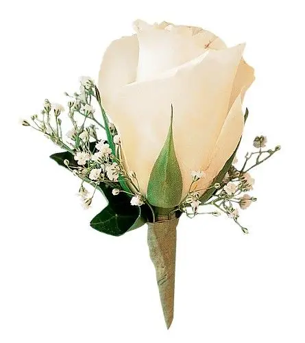 White Rose Baby's Breath Boutonniere