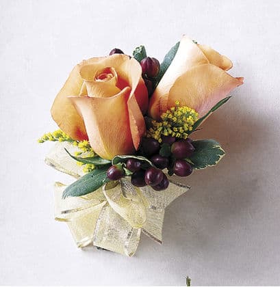 Peach Roses Wrist Corsage