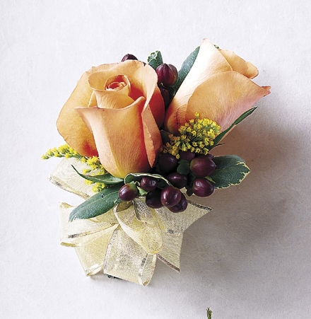 Peach Roses Wrist Corsage