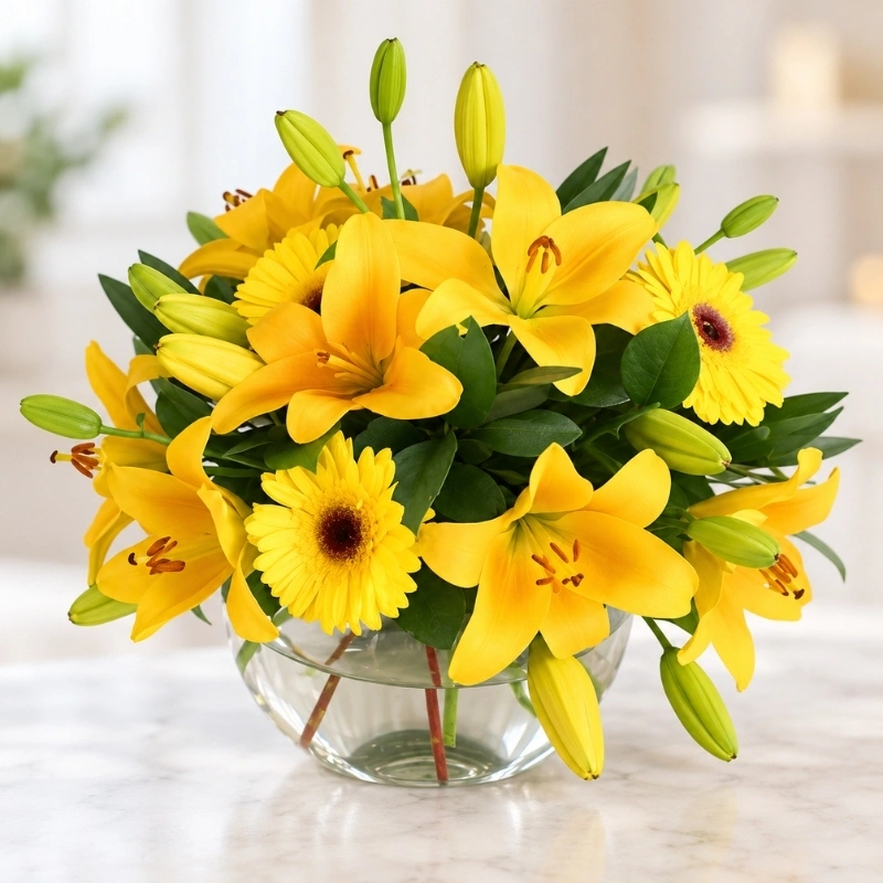 Golden Lily and Gerbera