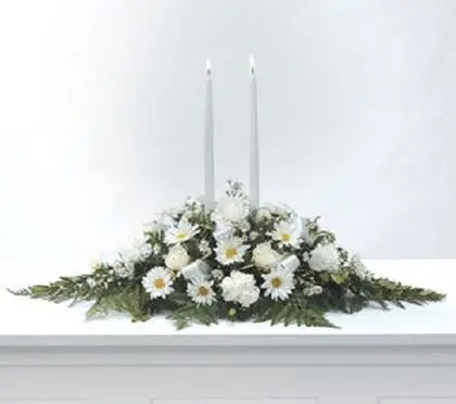Peaceful White Centerpiece With Candles
