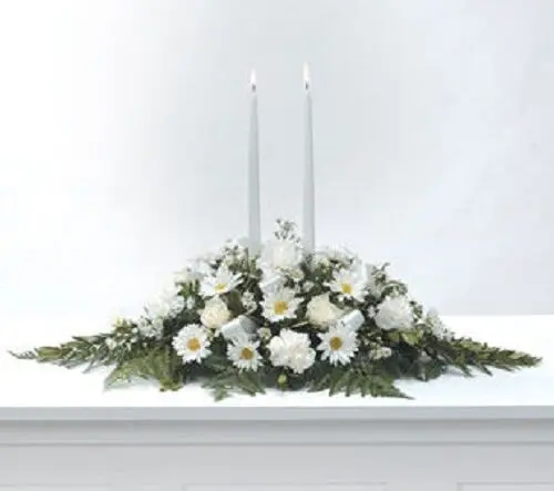 Peaceful White Centerpiece With Candles