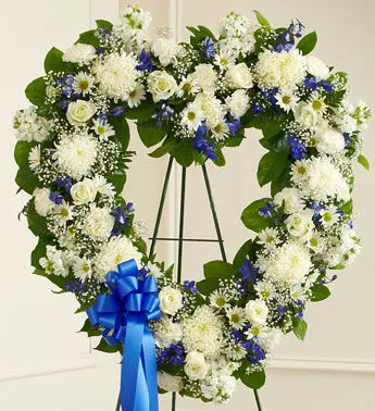 Blue and White Heart Wreath